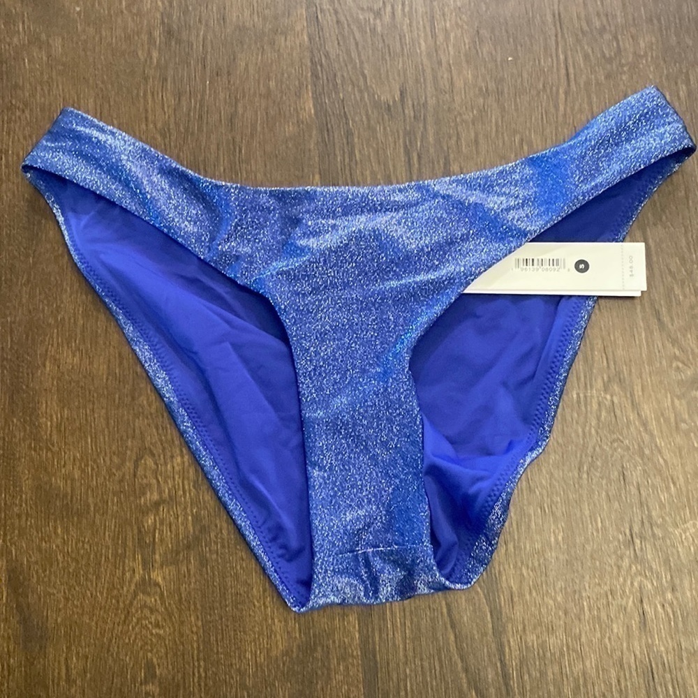 Aqua Swim metallic sparkly blue bikini swim bottom size S NWT‎